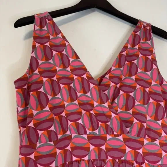 Garnet Hill Modern Geo Surplice Maxi Dress Women's Size 8P Red Pink Beach Summer - Picture 6 of 14